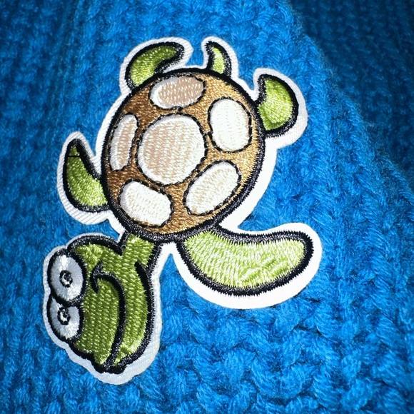 FREE PEOPLE Size M Oversized Sweater Swim Too Deep Mykonos Blue CUSTOMIZED - Picture 11 of 15